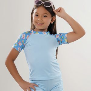 Dos piezas niña blusa con mangas estampada